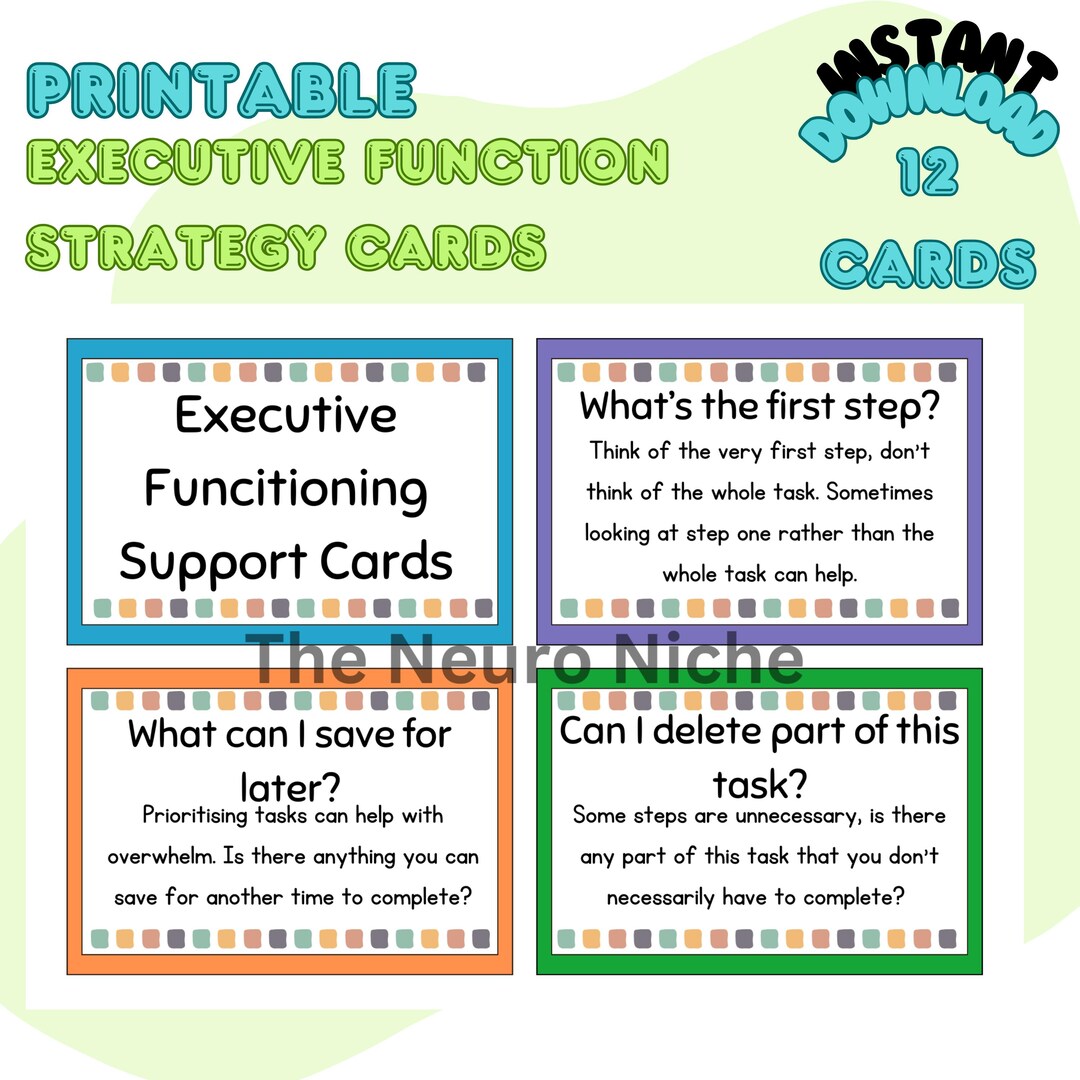 Executive Function Strategy Support Cards - ADHD, Autism ...