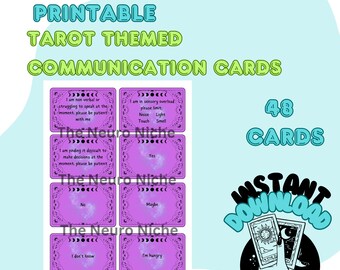 Cartes de communication sur le thème du tarot - 48 cartes de communication pour l'autisme/le mutisme sélectif (TÉLÉCHARGEMENT NUMÉRIQUE)
