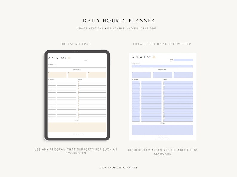 Hourly Planner, Daily to Do List, Productivity Planner, iPad Hourly