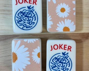 Mahjong Tile Back Stickers - Daisy print