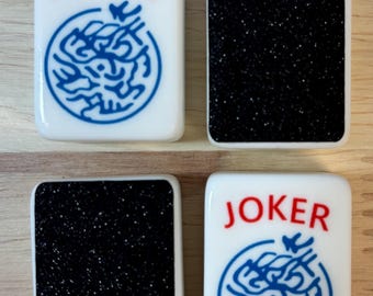 Mahjong Tile Back Stickers - Black Glitter