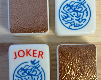 Mahjong Tile Back Stickers - Textured Gold
