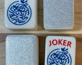 Pegatinas para la parte posterior de las fichas de Mahjong - Purpurina plateada