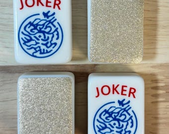 Mahjong Tile Back Stickers - Gold Glitter