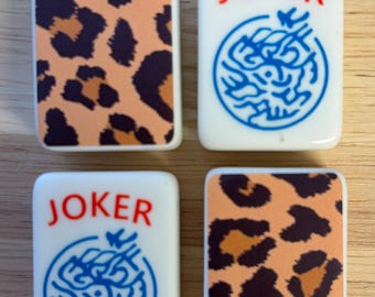 Mahjong Tile Back Stickers - Cheetah print