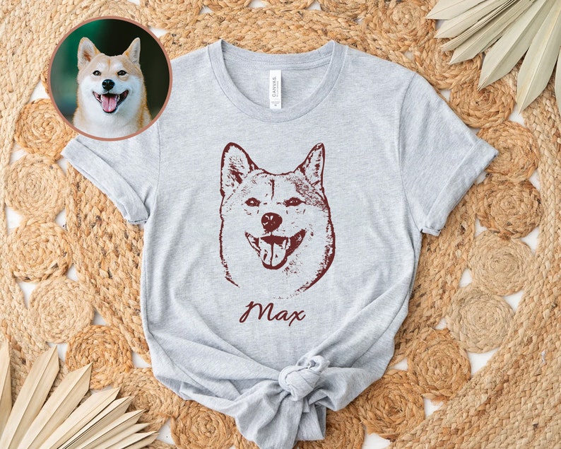Custom Pet T Shirt With Pet Photo and Name Personalized Pet Etsy