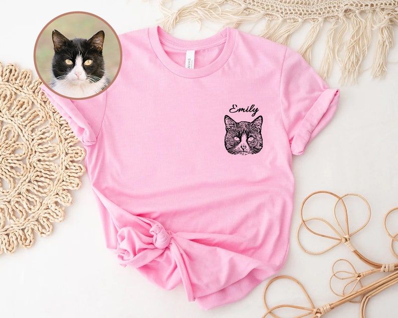 Custom Pet T Shirt With Pet Photo and Name Personalized Pet Etsy