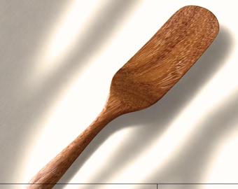 Mini Wooden Spurtle, Butter Spreading Utensil, Natural Wood Kitchen Tool