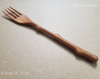 Tenedor recto de madera, tenedor decorativo, tenedor de recuerdo