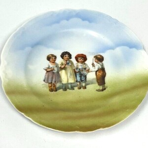 Antique children’s plate Made in Germany China Dish Boys and Girls playing