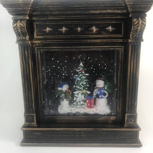 Christmas Lighted Water Mantle Glittering, Snow Globe Snowman