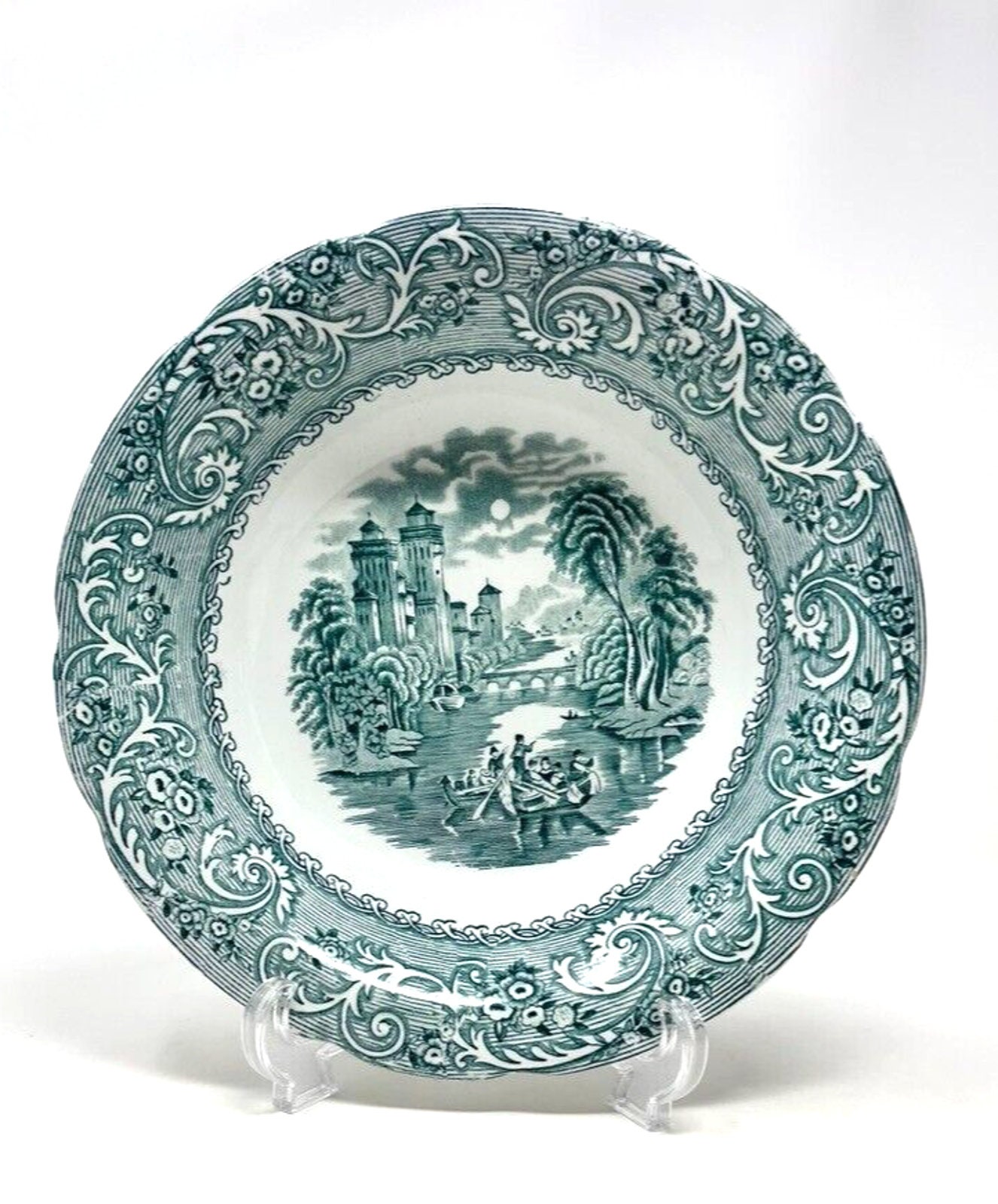 レア皿 T For The 619 CD Antique Transferware Green Plate 9.5
