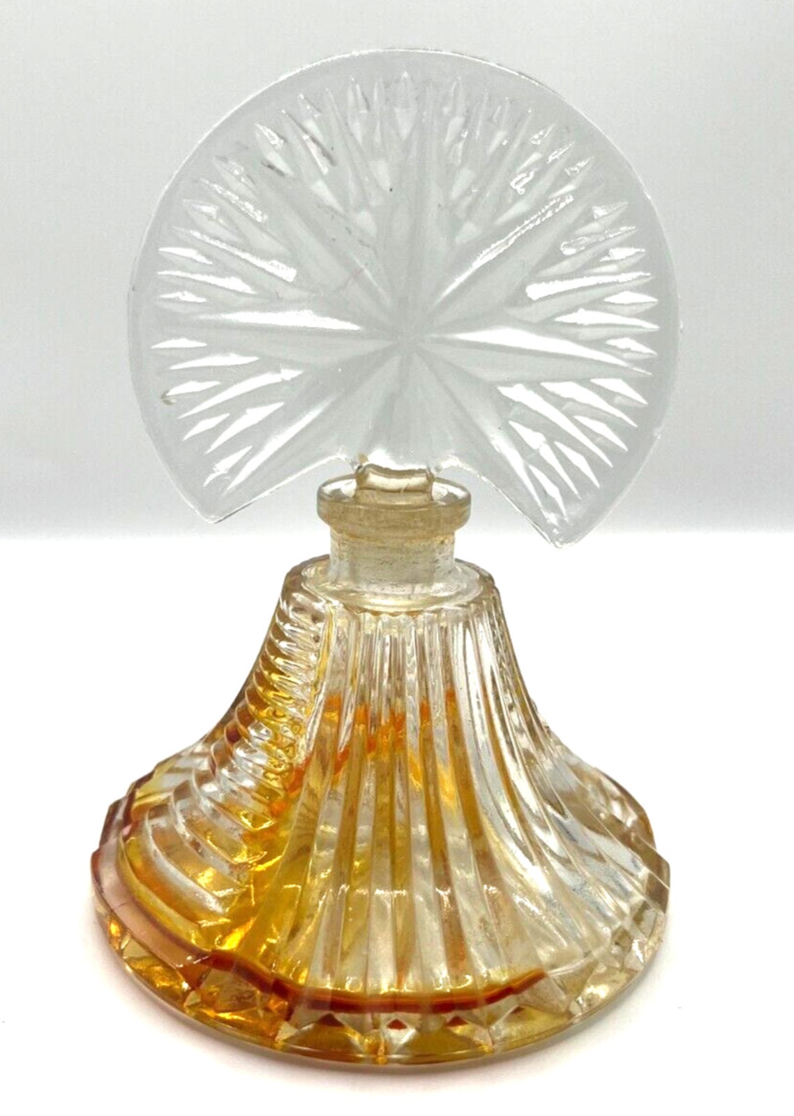 ヴィンテージ アールデコ ガラス香水瓶（スターストッパー付き
