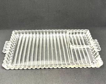 Hazel Atlas Depression Glass Lunch Snack Tray Orchard Crystal Pattern