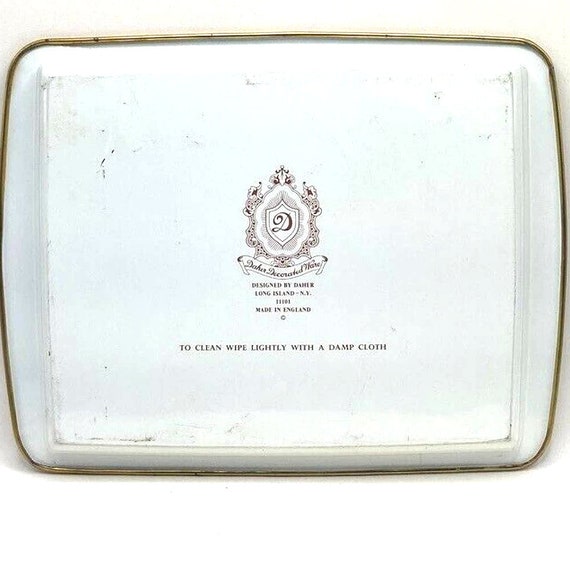 ★England★Daher★オーバルTINトレイ Vintage Daher Decorated Ware Green Tin Tray, Made in England