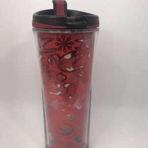 Starbucks Coffee Christmas Holiday 2008 Love Doves & Snow Flakes 12oz Tumbler