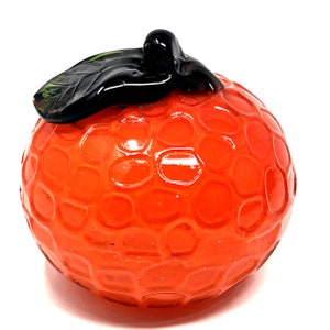 Glass Orange with Green stem Hand Blown 3.5&quot;