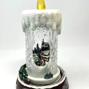 Thomas Kinkade making spirits bright illuminated Musical Crystal candle