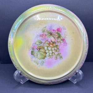 Bonn Franz Ant. Assiette Ancienne Assiette Mehlem Raisins Vigne En Porcelaine Allemagne 6,25&quot;