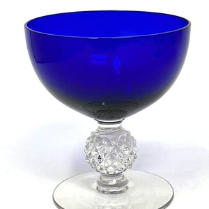 Morgantown Glass Co. Ritz Blue Golfball Claret Wine 4&quot;