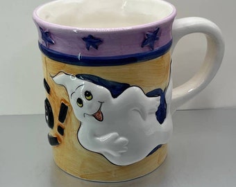 Tasse à café Halloween fantôme en relief orange vert #3