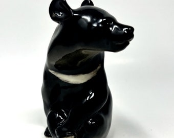 Russian Imperial Lomonosov Porcelain Sculpture Bear Cub LFZ Rare 5.5"