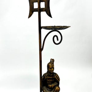 Japanese Japan Samurai Warrior Candle Holder Bronze 14.5&quot;