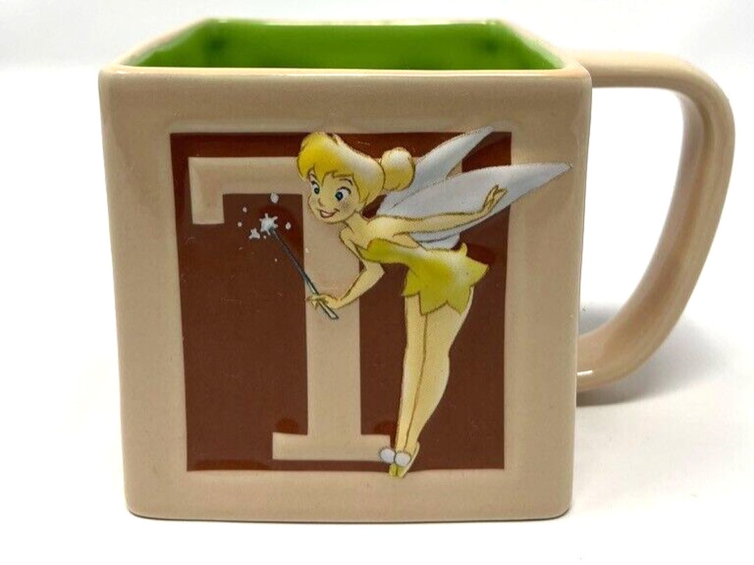 Disney Tinker Bell Coffee Mug Tink Square Block Letter 25th Anniversary Cup Etsy