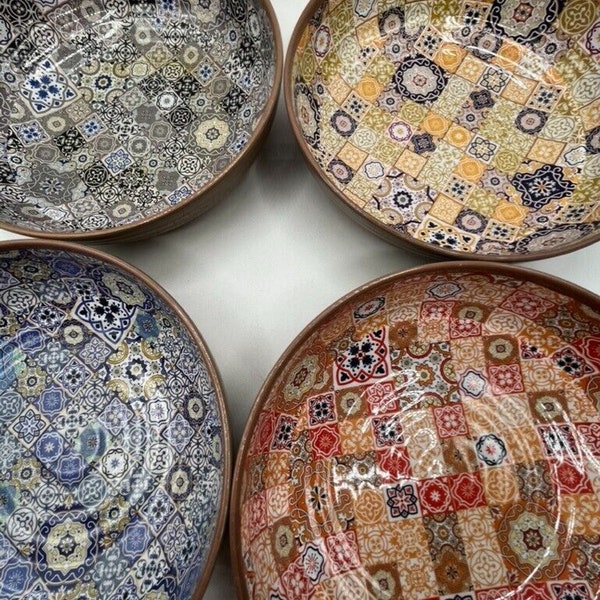 Melange Moroccan Tiles Pasta Soup Bowls 100% Melamine Set of 4