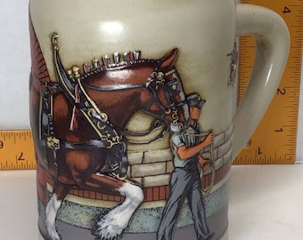 1989 Anheuser Busch Stein World Famous Budweiser Clydesdale Parade Beer Mug