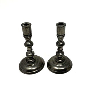 Morgan Pewter Mini Candlestick Holders Signed