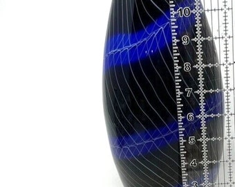 Sasaki Handcrafted Crystal Vase Art Glass Vintage Blue