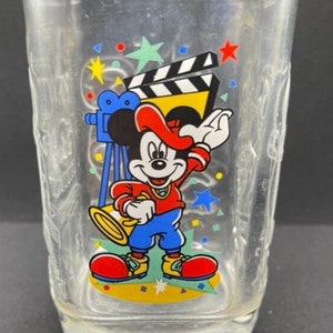 Walt Disney Mickey Mouse Square Clear Logo Graphic Movie Cartoon Beverage Glass