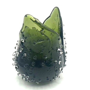 Green Stretched Glass Hobnail Partylight Tea Light Candle Holder