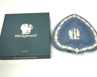 Wedgwood Jasperware Jasper Blue Sweet Dish Spade de Bridge Set Trinket w box