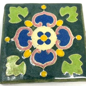 Mexicaanse handgemaakte talavera-tegel volkskunst 4 x 4" handgeschilderd wanddecor
