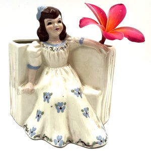 1950 Florence Keramik Planter - Mid Century Florence Keramik Mädchen auf Bank