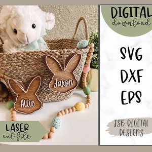 Tag de panier de Pâques fichier coupe SVG | Fichier de découpe Glowforge | Étiquette de Pâques personnalisée SVG | Laser SVG Pâques | Fichiers de Pâques Glowforge | Téléchargement numérique