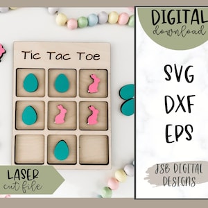 Ostern Tic Tac Toe SVG | Glowforge SVG Datei | Puzzle SVG | Laser Cut Datei | Glowforge Feilen | Childs Game Cut File