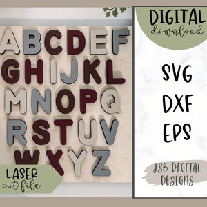 A-Z Puzzle SVG | Glowforge SVG Cut File | Laser Cut File | SVG Digital Download