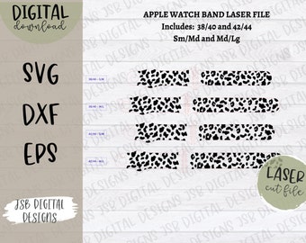 File di taglio laser per cinturino Apple Watch con stampa leopardata (SVG, DXF, EPS)