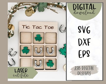 St Patrick's Day Tic Tac Toe SVG Laser Cut File (Digital Download)