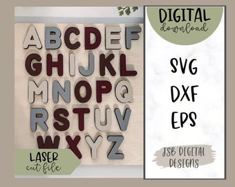 Alphabet Puzzle SVG | Glowforge Laser Cut File (Digital Download)