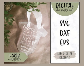 Baby Outfit Birth Stats Ornament SVG | Laser Cut File