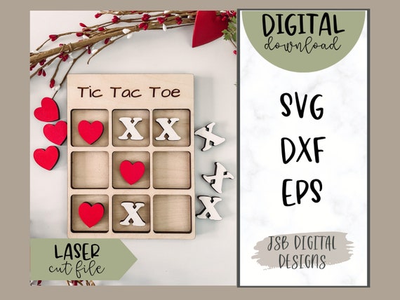 Valentines Day Tic Tac Toe Digital SVG laser ready
