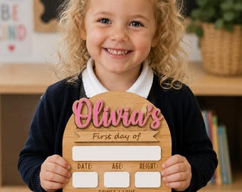 Personalised First Day of School Sign | Last Day of Nursery | Reusable Back To School Photo Prop
