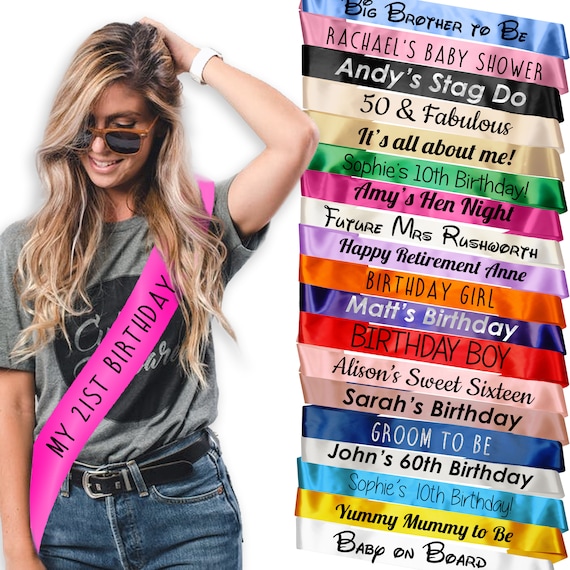 PERSONALISED BIRTHDAY SASH / Hen Party Sashes /16th/18th ... - IT - Foto 5