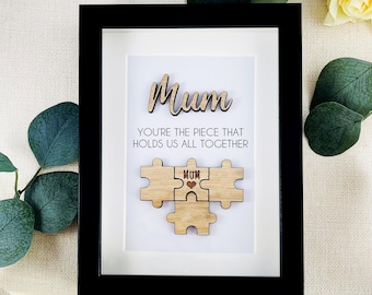 Mum 'You're the Piece That Holds Us Together' Mothers Day Wooden Puzzle Pieces Family Box Frame