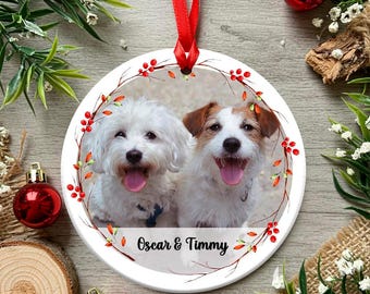 Personalised Printed Christmas Holly Wreath Photo Pet Cat Dog Animal Baby Christmas Tree Bauble Xmas Decoration Holiday Wreath