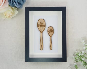 Personalised Wooden 'Big Spoon Little Spoon' Valentine's Day Box Frame Add your names - Perfect for Anniversary, Birthday or Valentine's Day